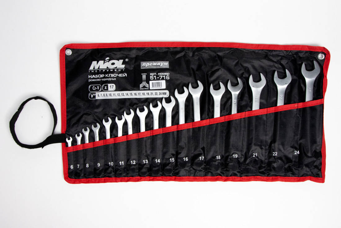 Набор ключей рожково-накидных 17 ед. MIOL 51-716
Набор ключей рожково-накидных 17 ед. MIOL 51-716