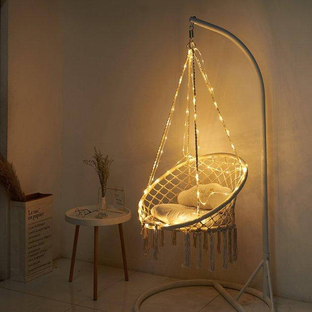 Подвесное Кресло Гамак - Качеля с LED подсветкой из Хлопка и Макраме Ручной Работы для Внутреннего и Наружного
Подвесное Кресло Гамак - Качеля с LED подсветкой из Хлопка и Макраме Ручной Работы для Внутреннего и Наружного