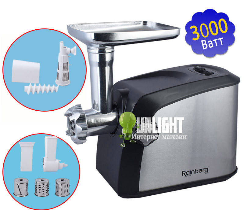 Мясорубка электрическая Rainberg RB-673 3000W с реверсом + соковыжималка для томатов + (3 терки)
Мясорубка электрическая Rainberg RB-673 3000W с реверсом + соковыжималка для томатов + (3 терки)