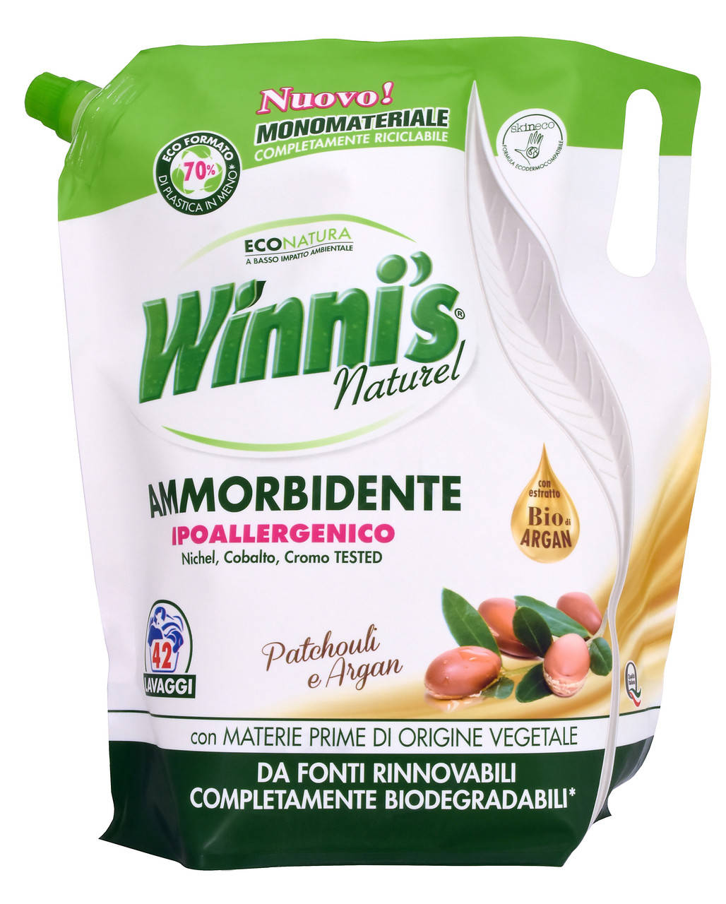 Гипоаллергенный ополаскиватель для стирки Madel Winni's Ammorbidente Ecoformato Patchouli e Argan 1470 ml
Гипоаллергенный ополаскиватель для стирки Madel Winni's Ammorbidente Ecoformato Patchouli e Argan 1470 ml
