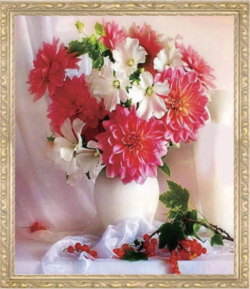 50*40см Астра и красная смородина, алмазная живопись, полная выкладка 
50*40см Астра и красная смородина, алмазная живопись, полная выкладка