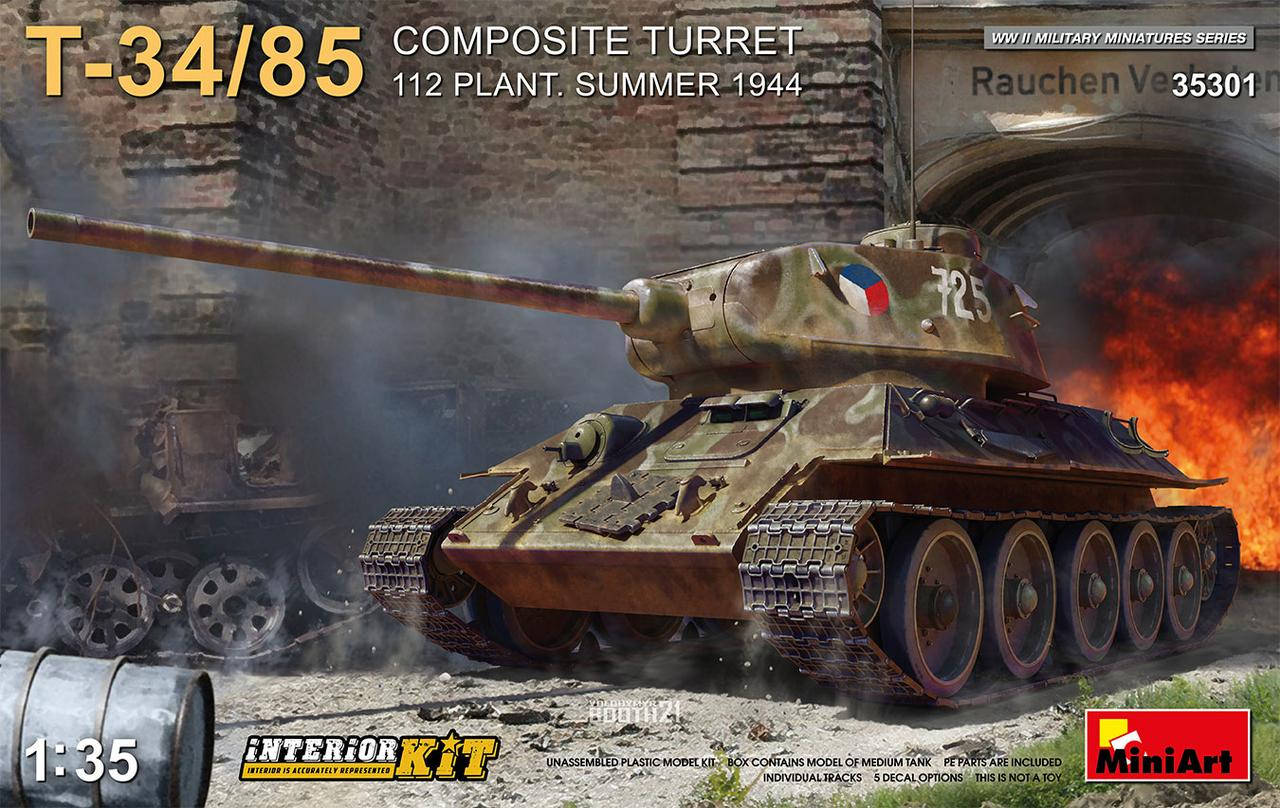 Т-34/85 композитная башня завода №112, лето 1944 г. Сборная модель с интерьером. 1/35 MINIART 35301
Т-34/85 композитная башня завода №112, лето 1944 г. Сборная модель с интерьером. 1/35 MINIART 35301