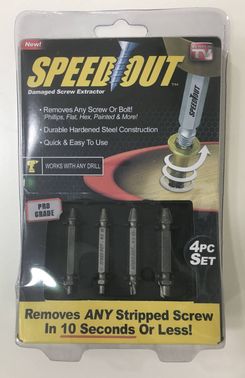 Набір насадок для викручування пошкоджених саморізів, шурупів Speed Out: 4 біти (Набір екстракторів)
Набір насадок для викручування пошкоджених саморізів, шурупів Speed Out: 4 біти (Набір екстракторів)
