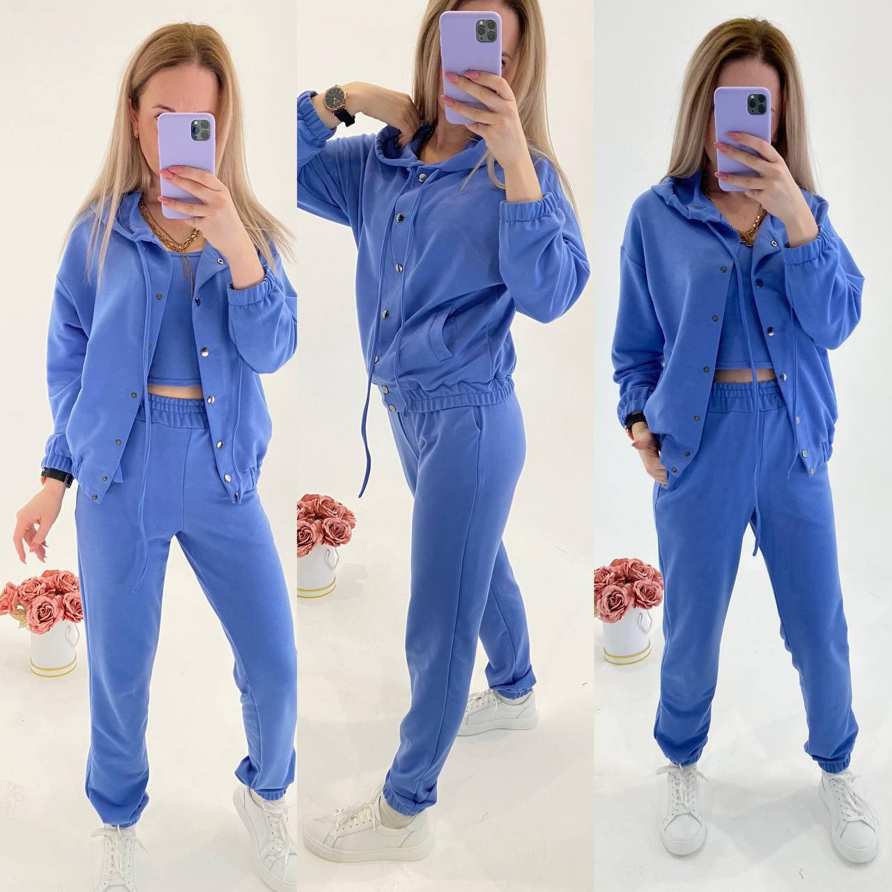 Женский прогулочный трикотажный костюм тройка (кофта + топ + штаны) (42-44,44-46,48-50) Джинс, 48/50
Женский прогулочный трикотажный костюм тройка (кофта + топ + штаны) (42-44,44-46,48-50) Джинс, 48/50