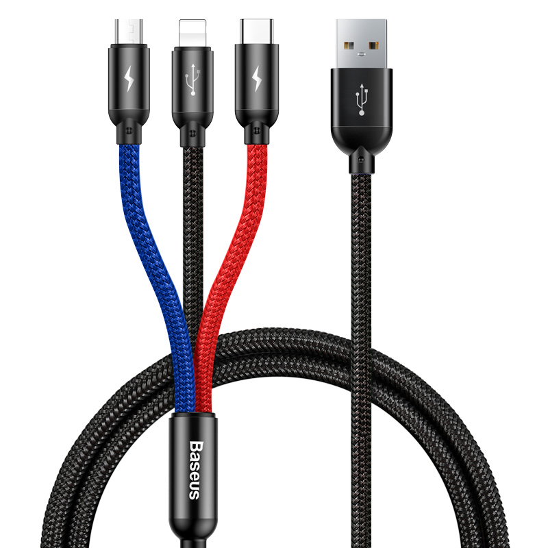 Кабель для зарядки 3в1 MicroUSB+TypeC+Lightning 3-in-1 BASEUS |120cm, 3.5A| Чорний CAMLT-BSY01, Черный
Кабель для зарядки 3в1 MicroUSB+TypeC+Lightning 3-in-1 BASEUS |120cm, 3.5A| Чорний CAMLT-BSY01, Черный
