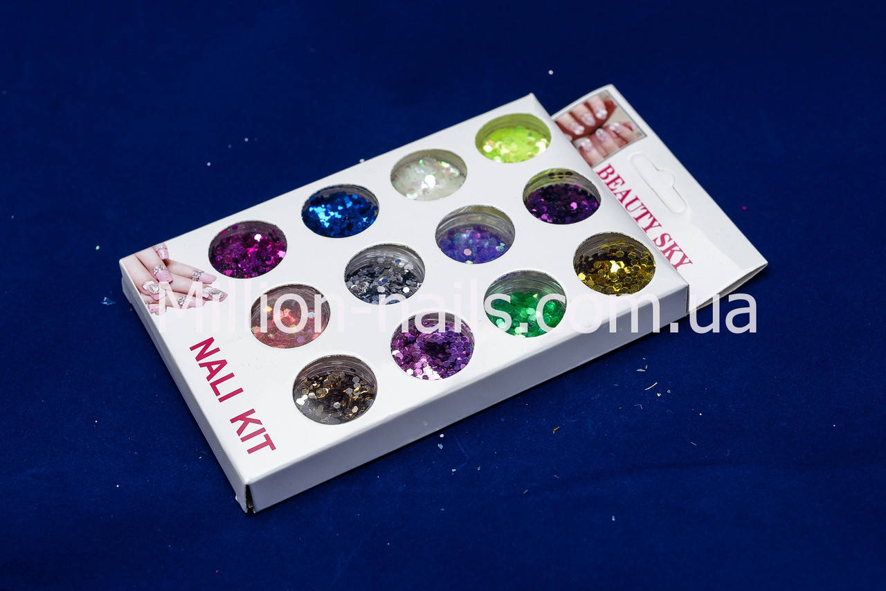 Набор пайетки-соты для дизайна ногтей, цветные 12 шт
Набор пайетки-соты для дизайна ногтей, цветные 12 шт