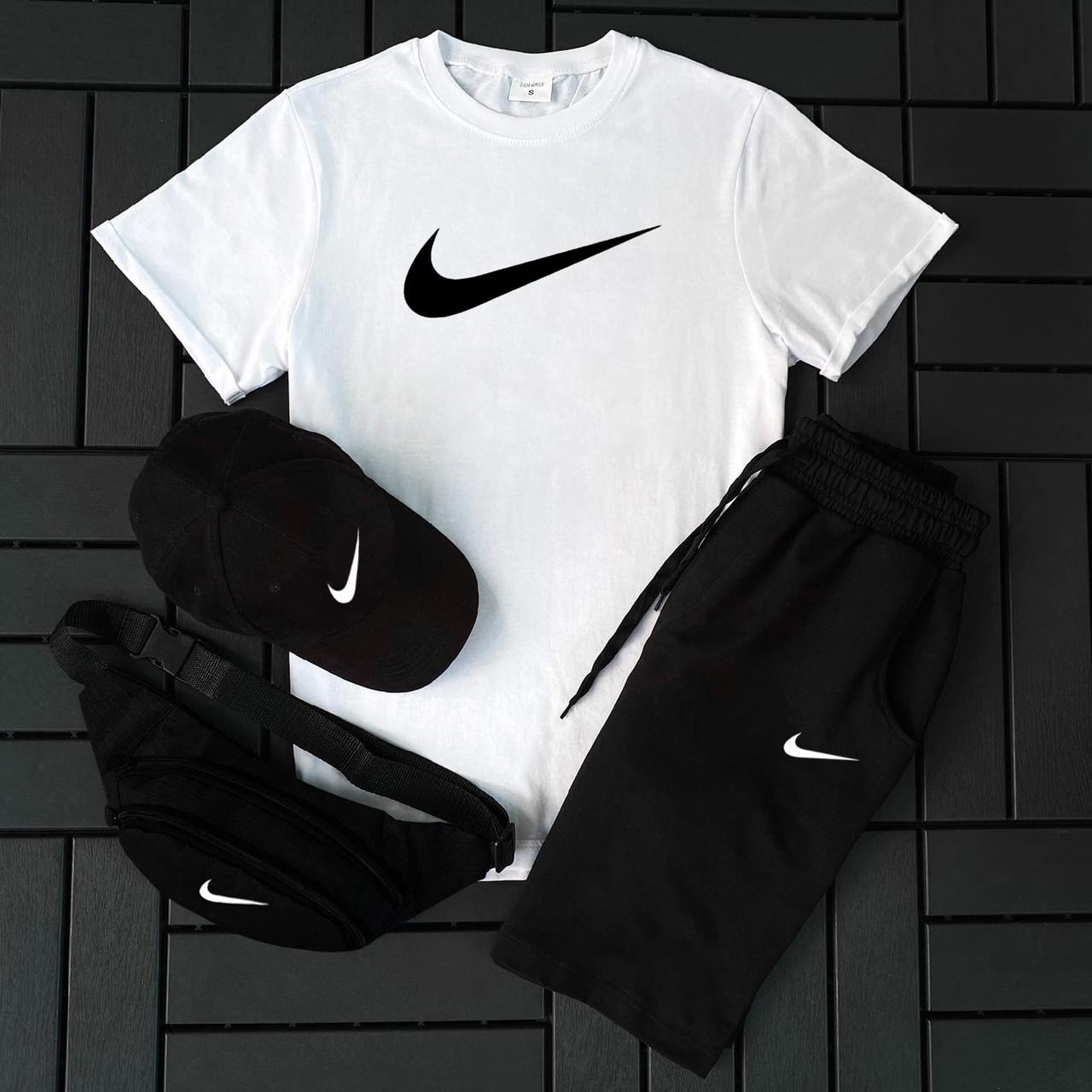 Летний комплект футболка + шорты + бананка + кепка мужской Nike | летний костюм найк белый
Летний комплект футболка + шорты + бананка + кепка мужской Nike | летний костюм найк белый