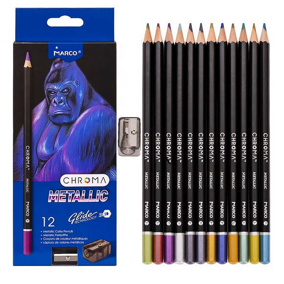 Цветные карандаши MARCO (Марко) Chroma Metallic 1033-12CB, набор 12 цветов с точилкой, Разные цвета
Цветные карандаши MARCO (Марко) Chroma Metallic 1033-12CB, набор 12 цветов с точилкой, Разные цвета
