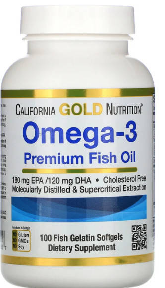 California Gold Nutrition, омега-3, рыбий жир премиального качества, 100 рыбно-желатиновых капсул
California Gold Nutrition, омега-3, рыбий жир премиального качества, 100 рыбно-желатиновых капсул