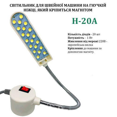 Светильник - лампа Hotfox H-20A энергосберегающий для швейных машин 20 светодиодов (220V) на магните (6151)
Светильник - лампа Hotfox H-20A энергосберегающий для швейных машин 20 светодиодов (220V) на магните (6151)