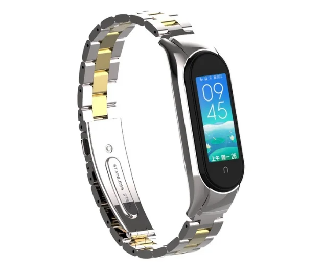 Ремешок металлический stainless steel для фитнес-трекера Xiaomi Mi Band 5/6 Сяоми Ми Бенд 5/6 Сталь с золотом
Ремешок металлический stainless steel для фитнес-трекера Xiaomi Mi Band 5/6 Сяоми Ми Бенд 5/6 Сталь с золотом