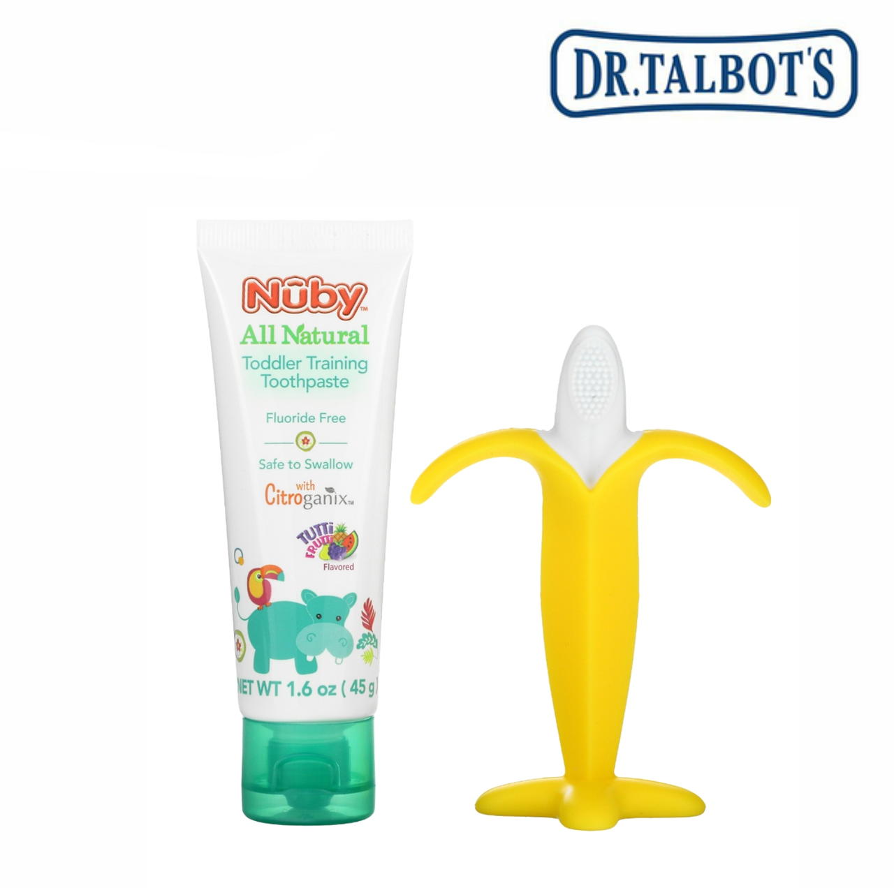 Набор Dr. Talbot's зубная щетка-банан и зубная паста Tutti Frutti с ксилитом (от 6 месяцев)
Набор Dr. Talbot's зубная щетка-банан и зубная паста Tutti Frutti с ксилитом (от 6 месяцев)