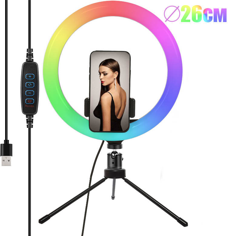 Кольцевая светодиодная лампа с мини штативом настольным селфи кольцо MJ26 RGB диаметром 26см MNG
Кольцевая светодиодная лампа с мини штативом настольным селфи кольцо MJ26 RGB диаметром 26см MNG
