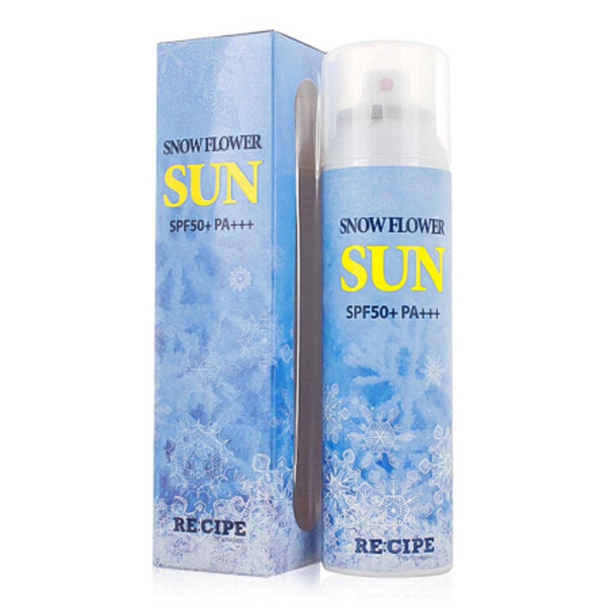Солнцезащитный охлаждающий спрей с цветочным комплексом RE:CIPE Snow Flower SUN Spray SPF +50PA+++
Солнцезащитный охлаждающий спрей с цветочным комплексом RE:CIPE Snow Flower SUN Spray SPF +50PA+++