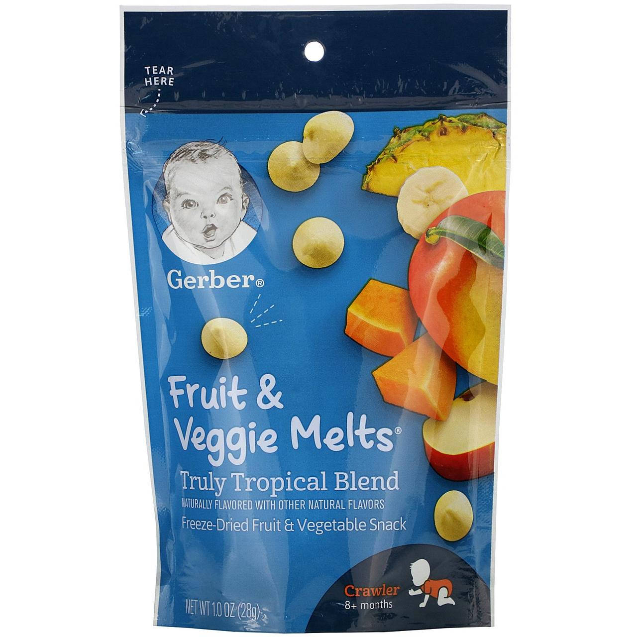 Gerber, Graduates, Fruit & Veggie Melts, Truly Tropical Blend, Crawler 8+ Months, 1.0 oz (28 g)
Gerber, Graduates, Fruit & Veggie Melts, Truly Tropical Blend, Crawler 8+ Months, 1.0 oz (28 g)