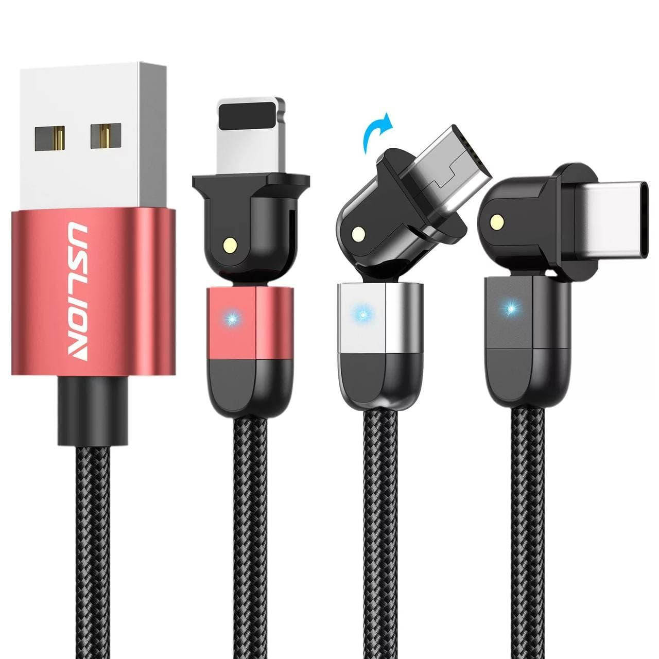 Кабель Lightning для быстрой зарядки и передачи данных 3А iPhone Uslion поворотный 180 градусов
Кабель Lightning для быстрой зарядки и передачи данных 3А iPhone Uslion поворотный 180 градусов