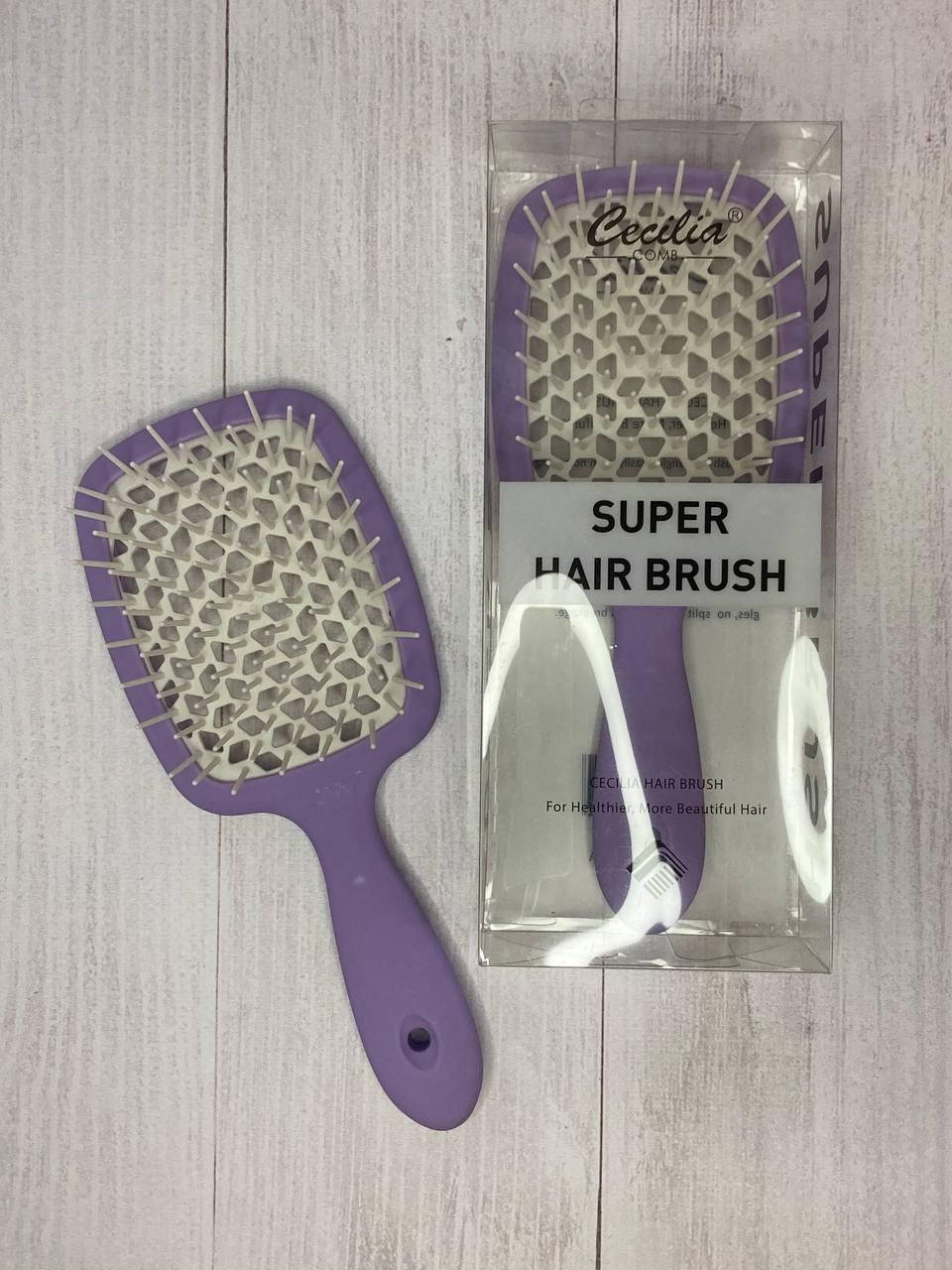 Пластиковая массажная расческа щетка Cecilia Super Hair Brush с нейлоновыми зубчиками Лиловый матовый
Пластиковая массажная расческа щетка Cecilia Super Hair Brush с нейлоновыми зубчиками Лиловый матовый