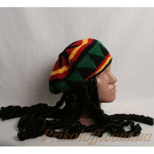 Растаманский берет с дредами, Разные цвета 
Растаманский берет с дредами, Разные цвета
