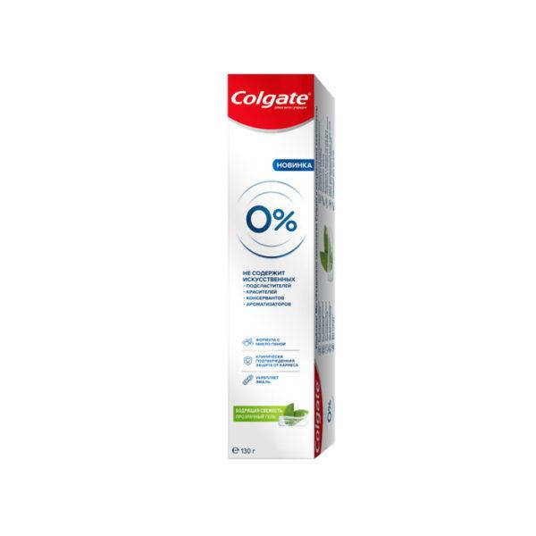 Зубная паста Colgate колгейт 0% Бодрящая свежесть, от кариеса, ( прозрачный гель ) 130 г
Зубная паста Colgate колгейт 0% Бодрящая свежесть, от кариеса, ( прозрачный гель ) 130 г