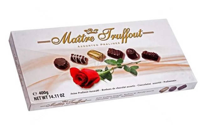 Конфеты Шоколадные пралине Maitre Truffout Ассорти Rose 400 г Австрия 
Конфеты Шоколадные пралине Maitre Truffout Ассорти Rose 400 г Австрия