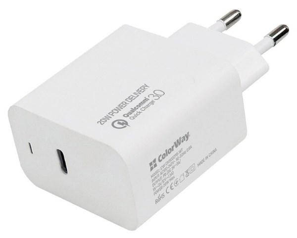 Пристрій зарядний мережевий Colorway 1USB Type-C AUTO ID 3A (20W) білий (код 120726), Белый
Пристрій зарядний мережевий Colorway 1USB Type-C AUTO ID 3A (20W) білий (код 120726), Белый