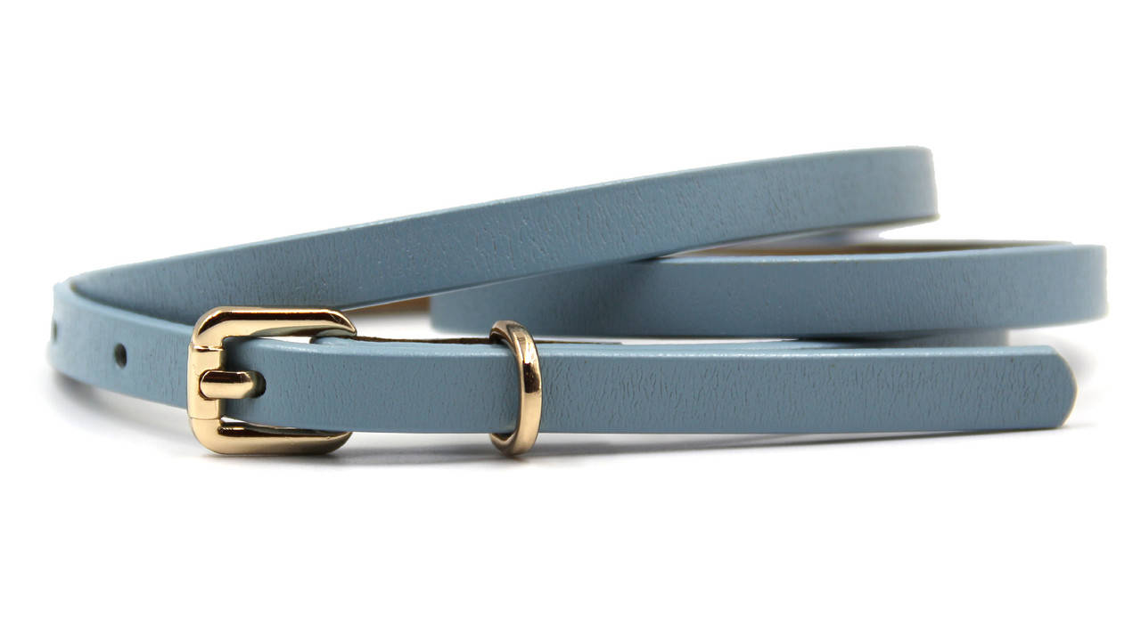 Ремень женский узкий кожаный все цвета Синий 
Ремень женский узкий кожаный все цвета Синий