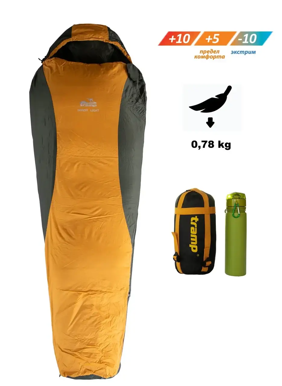 Спальный мешок Tramp Windy Light (T.comf +15 °C / T.limit +10 °C / T.extreme -10 °C), Оранжевый
Спальный мешок Tramp Windy Light (T.comf +15 °C / T.limit +10 °C / T.extreme -10 °C), Оранжевый
