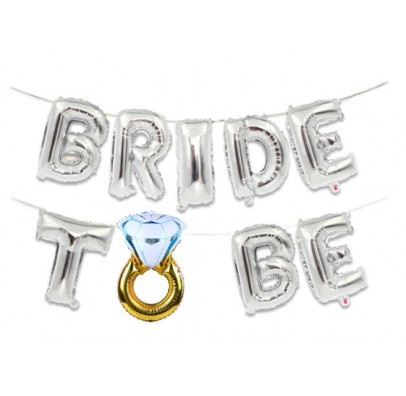 Фольгированные буквы "Bride to be с кольцом" КНР (38 см каждая буква), серебро, Серебристый
Фольгированные буквы "Bride to be с кольцом" КНР (38 см каждая буква), серебро, Серебристый
