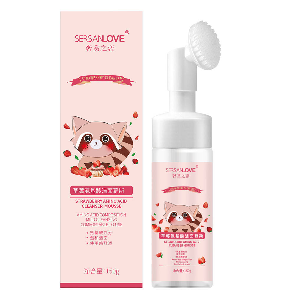 Пенка- мусс с щеточкой для умывания с экстрактом клубники Sersanlove Strawberry Amino Acid Cleanser Mousse,
Пенка- мусс с щеточкой для умывания с экстрактом клубники Sersanlove Strawberry Amino Acid Cleanser Mousse,