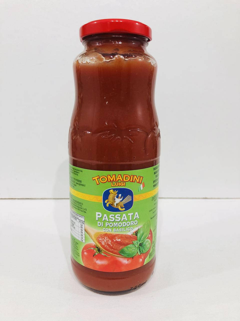 Томатна паста Luigi Tomadini Passata di Pomodoro con Basilico 690мл 
Томатна паста Luigi Tomadini Passata di Pomodoro con Basilico 690мл