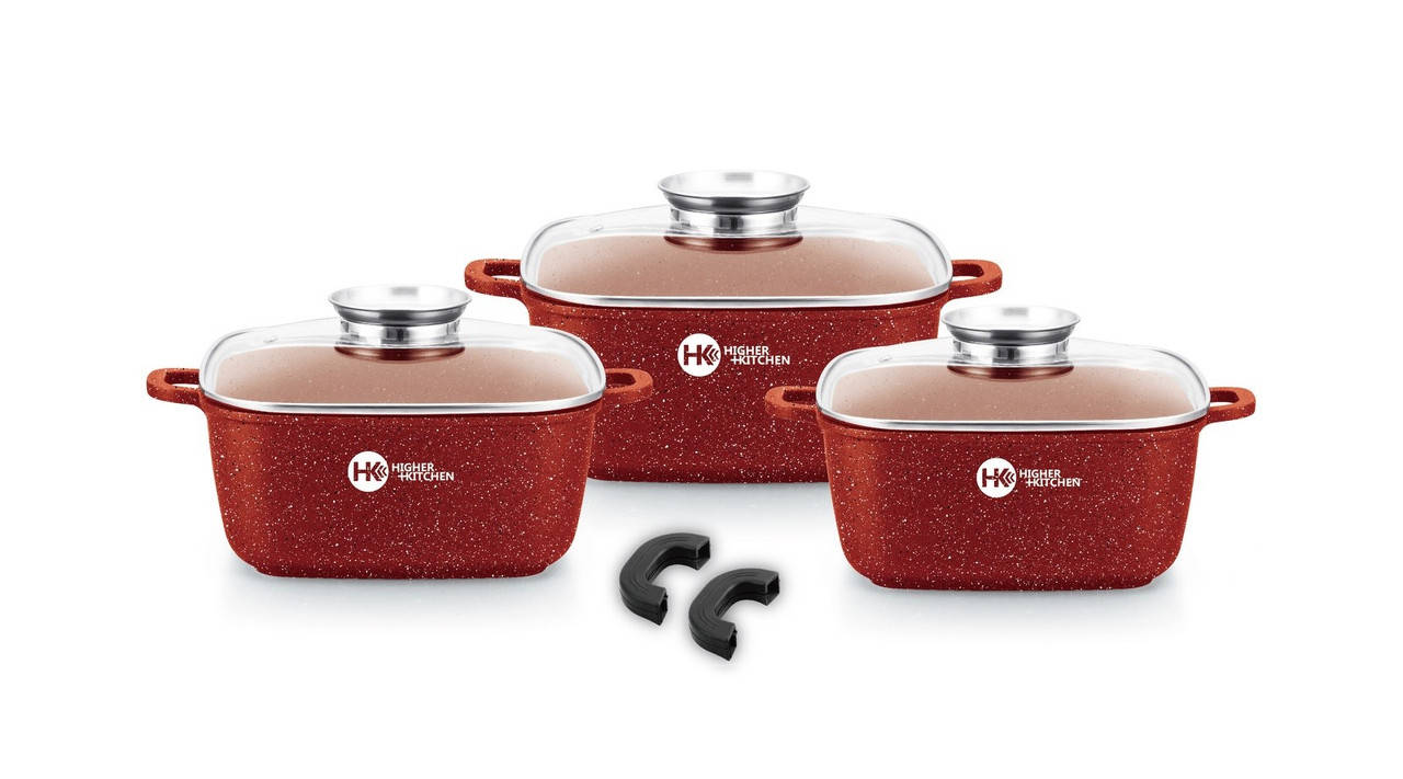 Набор квадратных кастрюль с гранитным покрытием на 6 предметов Higher Kitchen НК-302 Red, Красный
Набор квадратных кастрюль с гранитным покрытием на 6 предметов Higher Kitchen НК-302 Red, Красный