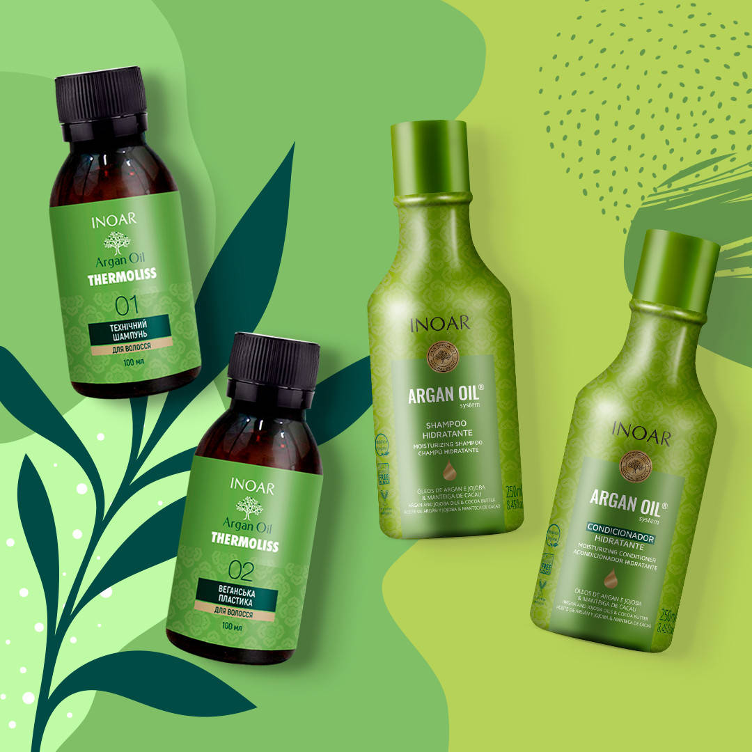 Нанопластика Веганская для натуральных волос, Набор на 2 процедуры - Inoar Argan Oil Thermoliss, 2х100 ml + Inoar Duo Argan Oil
Нанопластика Веганская для натуральных волос, Набор на 2 процедуры - Inoar Argan Oil Thermoliss, 2х100 ml + Inoar Duo Argan Oil