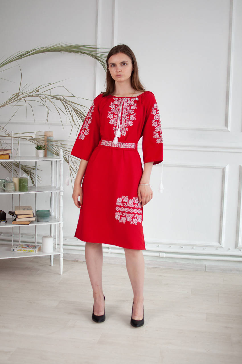 Плаття вишиванка, вишита жіноча сукня "Вікторія", Красный 
Плаття вишиванка, вишита жіноча сукня "Вікторія", Красный