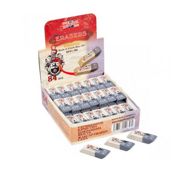 Ластик (стирательная резинка) "Koh-i-noor" 6541/80, бело-серый, Разные цвета 
Ластик (стирательная резинка) "Koh-i-noor" 6541/80, бело-серый, Разные цвета