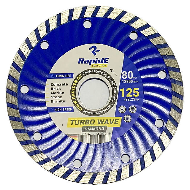 Круг алмазний "TURBO WAVE" 115*22.2мм RapidE
Круг алмазний "TURBO WAVE" 115*22.2мм RapidE