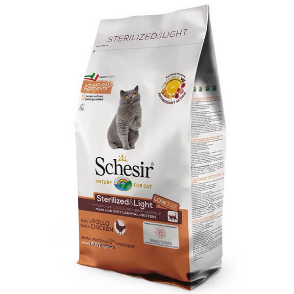 Schesir(Шезир) Cat Sterilized & Light-сухой монопротеиновый корм для кастрированных котов склонных к полноте
Schesir(Шезир) Cat Sterilized & Light-сухой монопротеиновый корм для кастрированных котов склонных к полноте