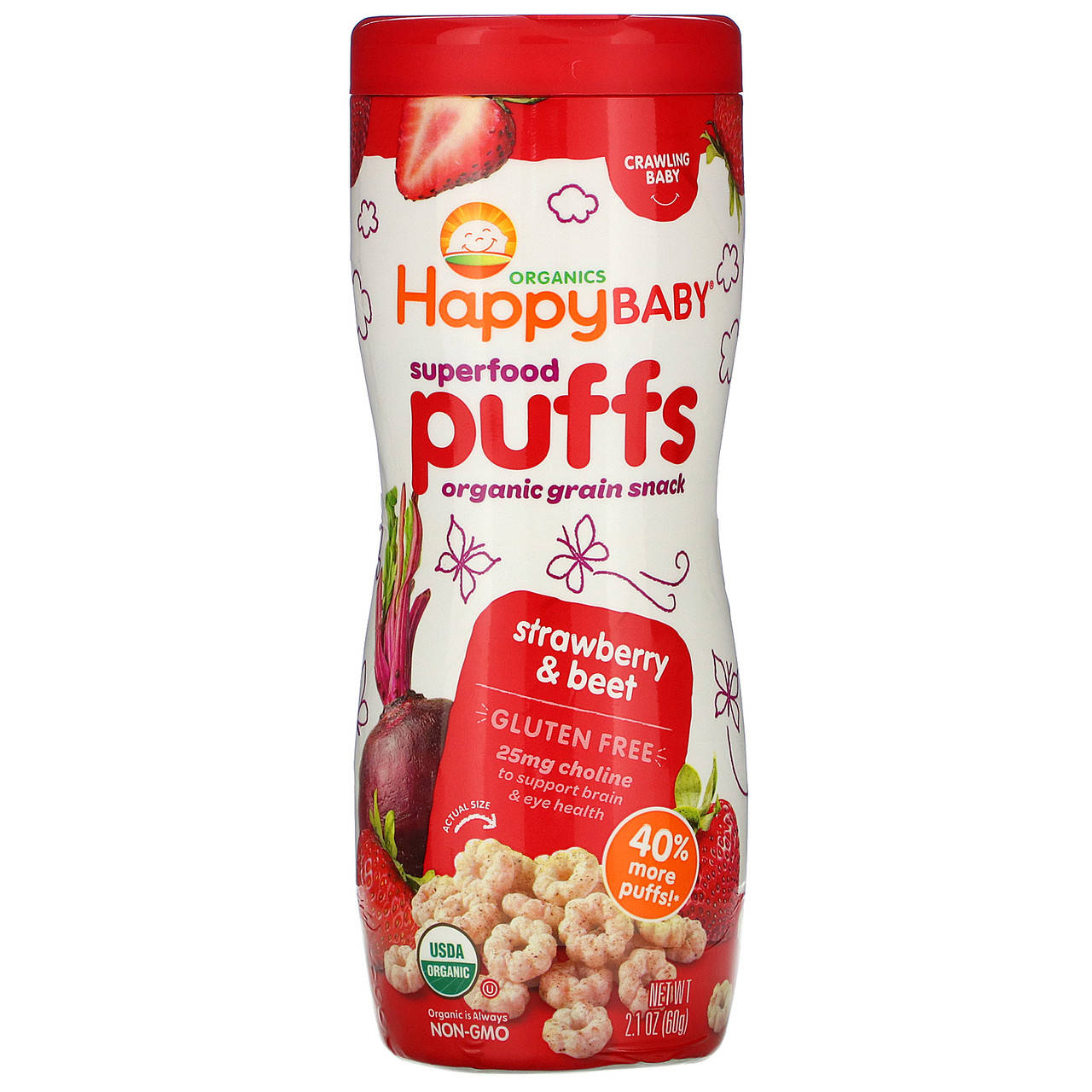 Happy Family Organics, органические снеки для детей, Колечки из суперпродуктов Puffs клубника и свекла, 60 г
Happy Family Organics, органические снеки для детей, Колечки из суперпродуктов Puffs клубника и свекла, 60 г