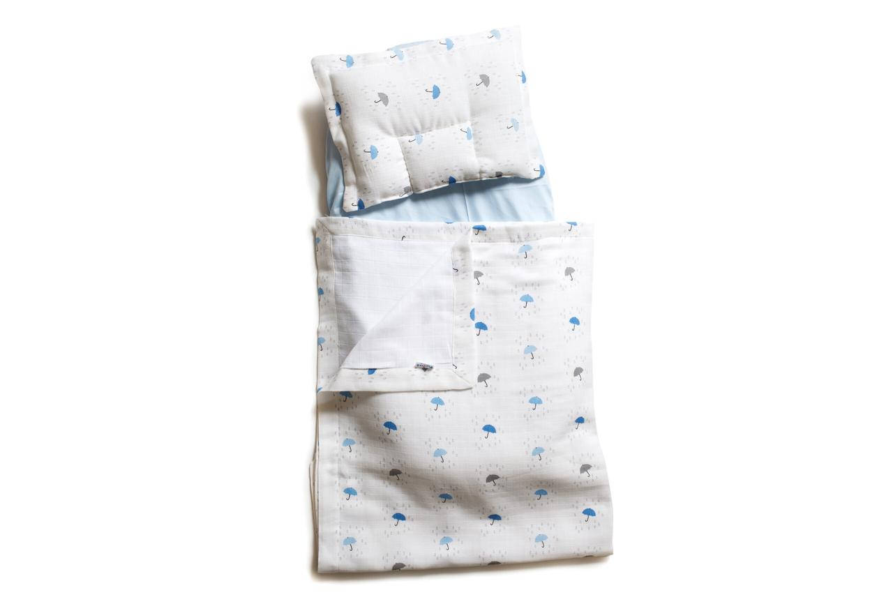 Набор в коляску Twins муслиновый (плед, подушка, наматрасник на рез), Umbrella blue, белый/голубой
Набор в коляску Twins муслиновый (плед, подушка, наматрасник на рез), Umbrella blue, белый/голубой