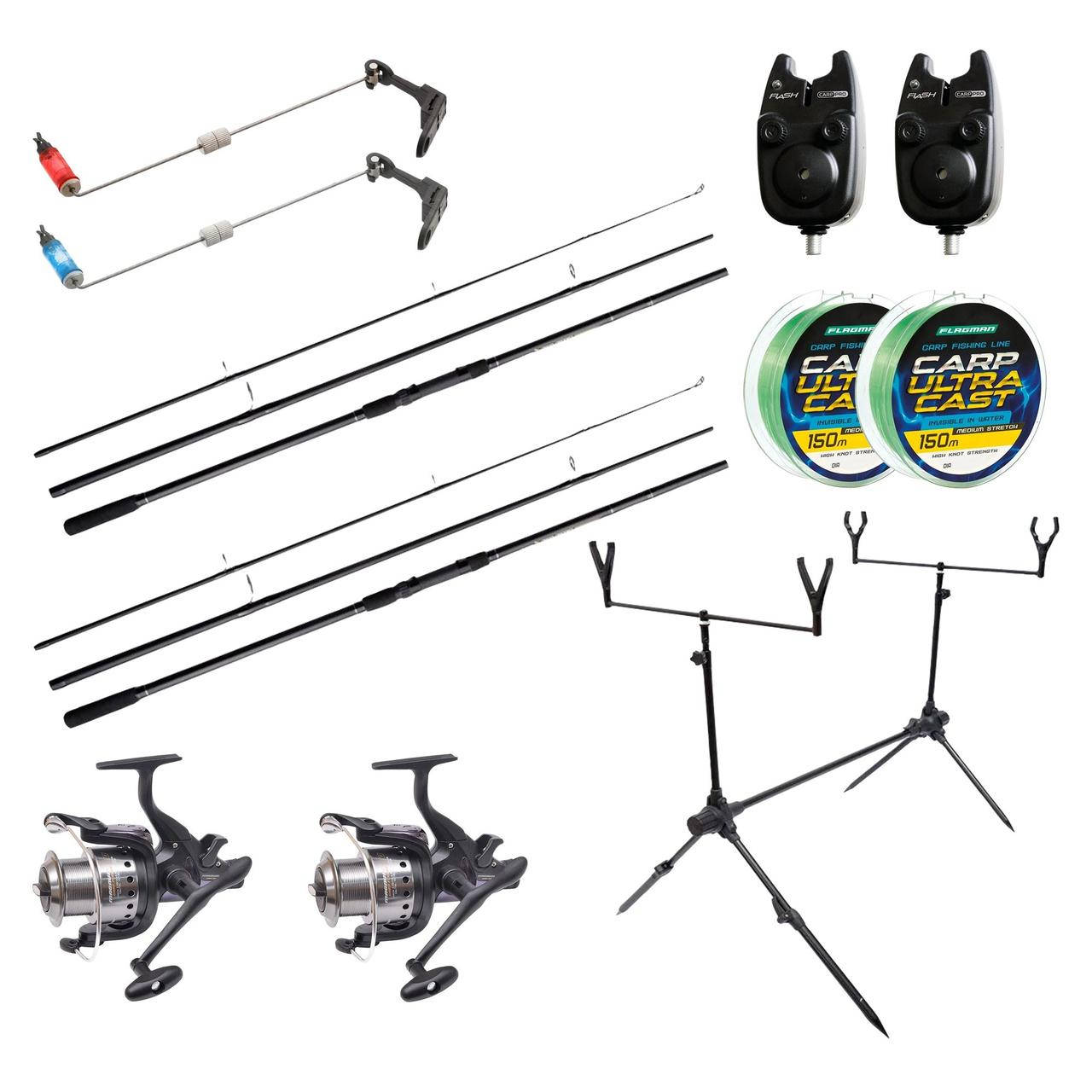 Набор карповый Flagman Magnum Black Carp 2 удилища + 2 катушки + 2 свингера + 2 сигнализатора + родпод и леска, Черный
Набор карповый Flagman Magnum Black Carp 2 удилища + 2 катушки + 2 свингера + 2 сигнализатора + родпод и леска, Черный