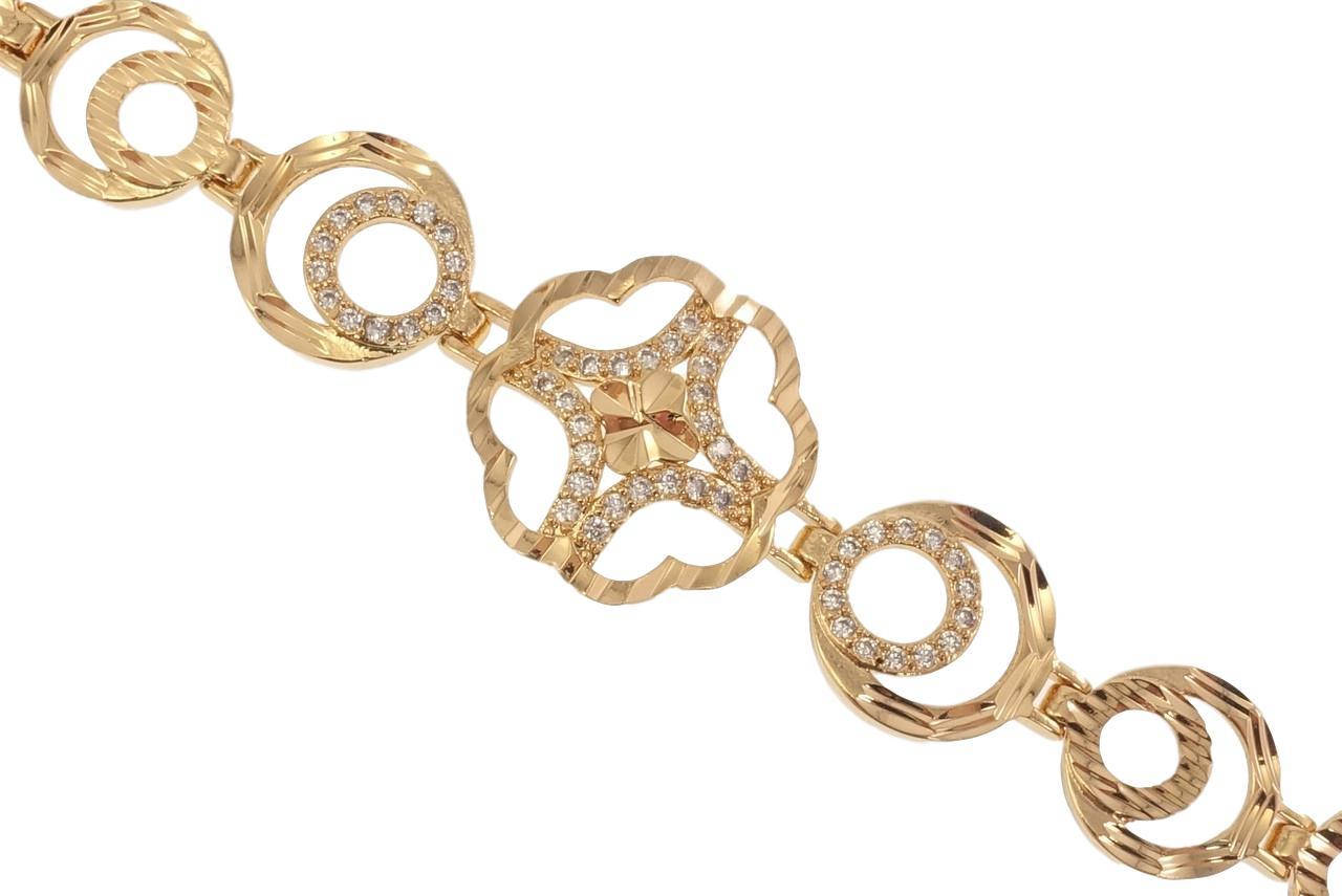 Браслет Xuping Позолота 18K "Круглые Звенья Резной Узор с Инкрустацией Цирконий и Декором Насечки" длина 18,5 
Браслет Xuping Позолота 18K "Круглые Звенья Резной Узор с Инкрустацией Цирконий и Декором Насечки" длина 18,5