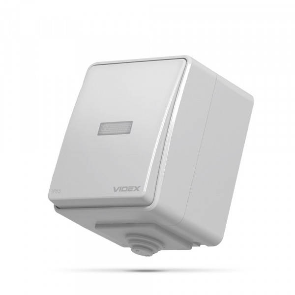 IP65 Вимикач зовнішній одноклавішний із підсвіткою сірий VIDEX BINERA