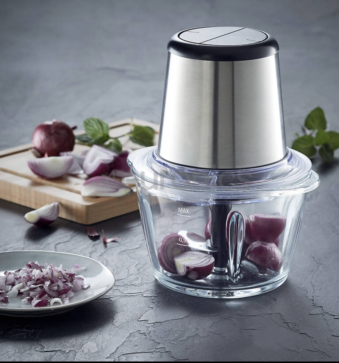 Универсальный измельчитель со стеклянной чашей Zepline 600 Вт, кухонный блендер для овощей мяса орехов