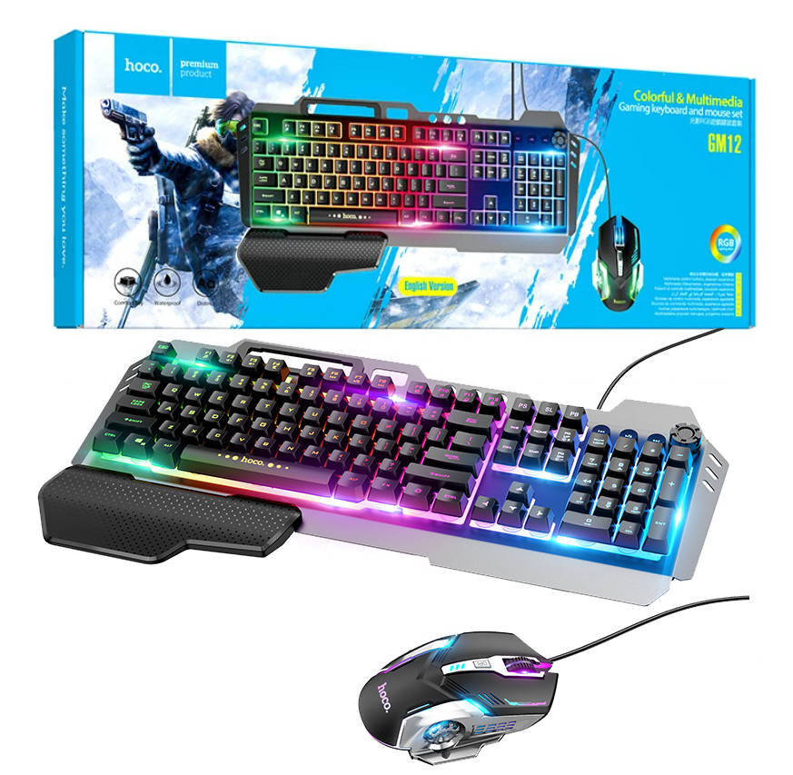 Клавиатура игровая проводная Hoco GM12 клавиатура и мышка с подсветкой LED RGB, Игровой комплект для ПК
Клавиатура игровая проводная Hoco GM12 клавиатура и мышка с подсветкой LED RGB, Игровой комплект для ПК