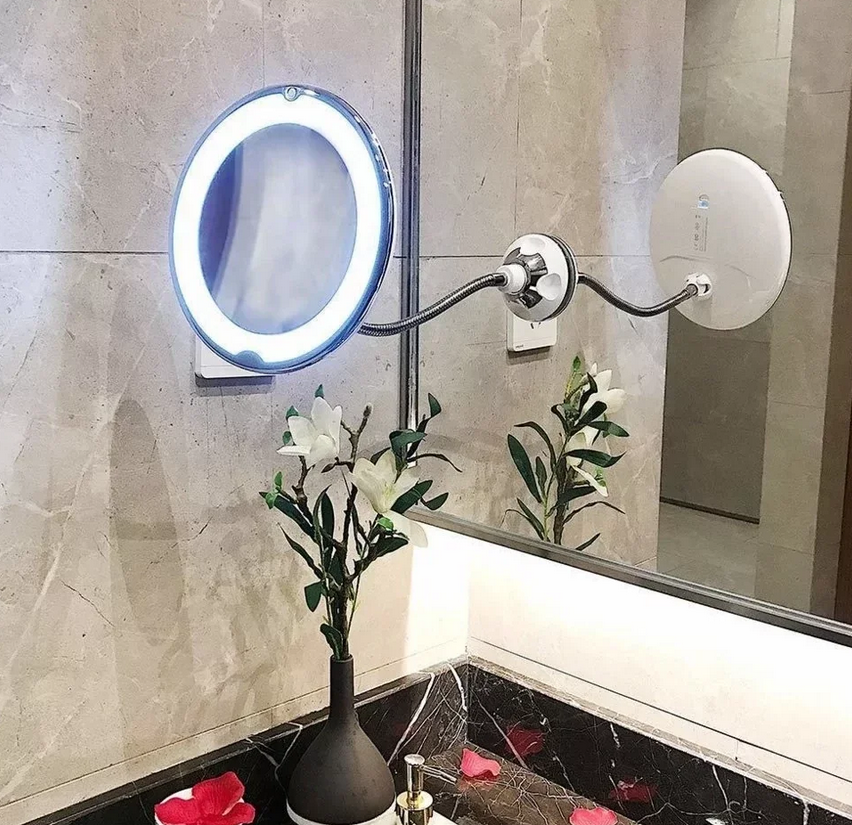 Зеркало гибкое настенное косметическое с LED подсветкой 7" 10Х увеличением на присоске в ванную
Зеркало гибкое настенное косметическое с LED подсветкой 7" 10Х увеличением на присоске в ванную