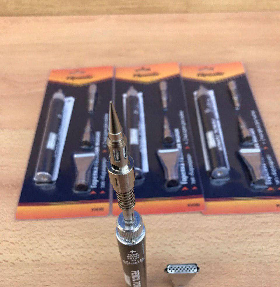 Паяльник газовый Горелка газовая Sparta 914185 тип "Карандаш"+ 3 насадки для пайки (200 мм)
Паяльник газовый Горелка газовая Sparta 914185 тип "Карандаш"+ 3 насадки для пайки (200 мм)