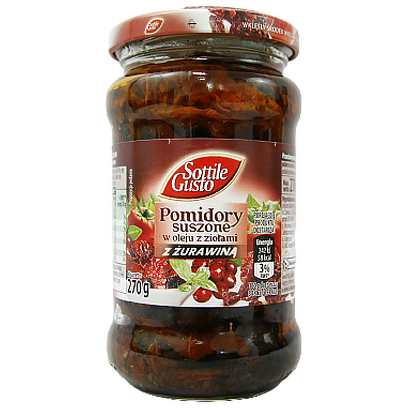 Помідори вялені Сотілле Густо з журавлиною Sottile gusto z zurawina 270g 8шт/ящ (Код : 00-00012203)
Помідори вялені Сотілле Густо з журавлиною Sottile gusto z zurawina 270g 8шт/ящ (Код : 00-00012203)
