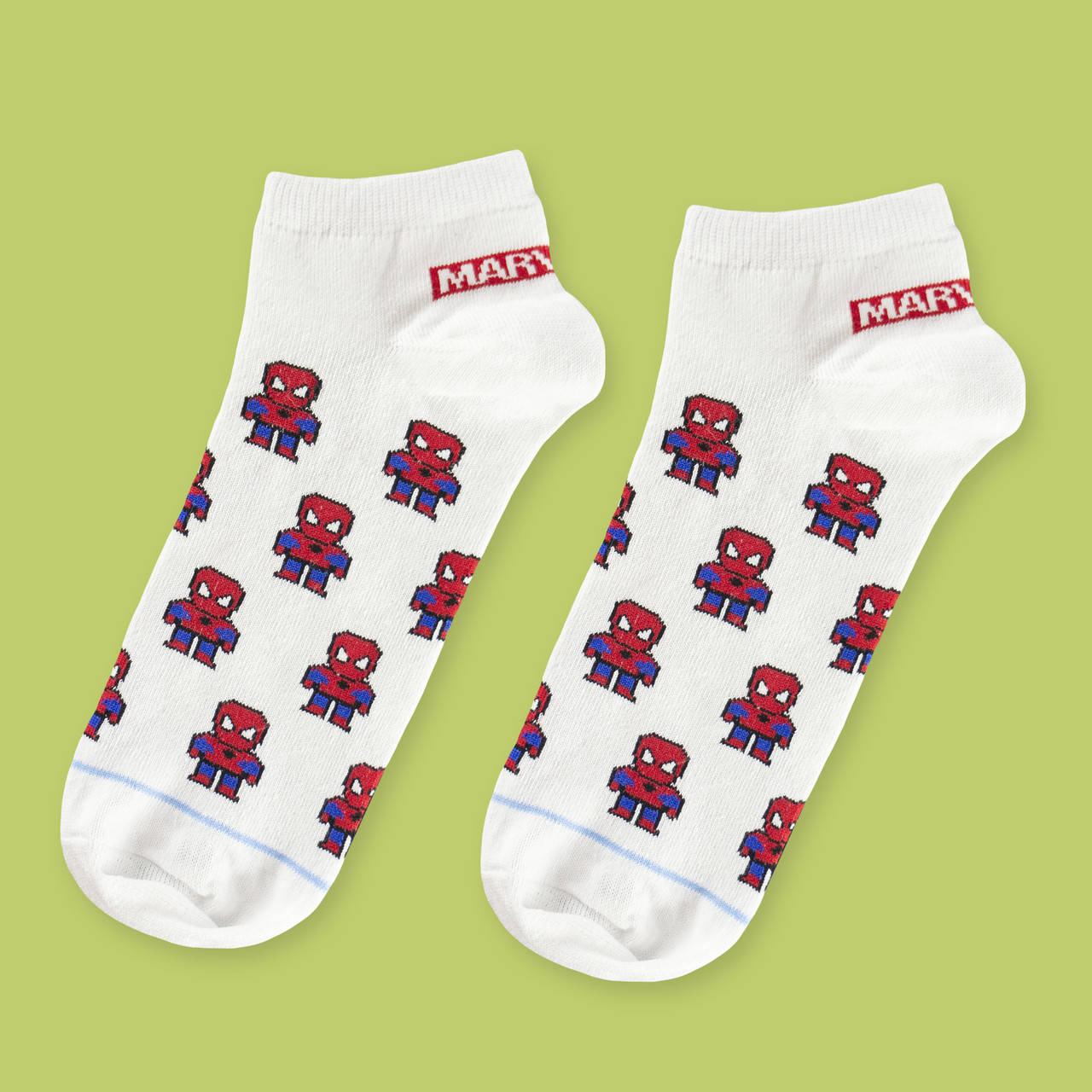 Носки белые короткие с принтом "Spider man"
Носки белые короткие с принтом "Spider man"