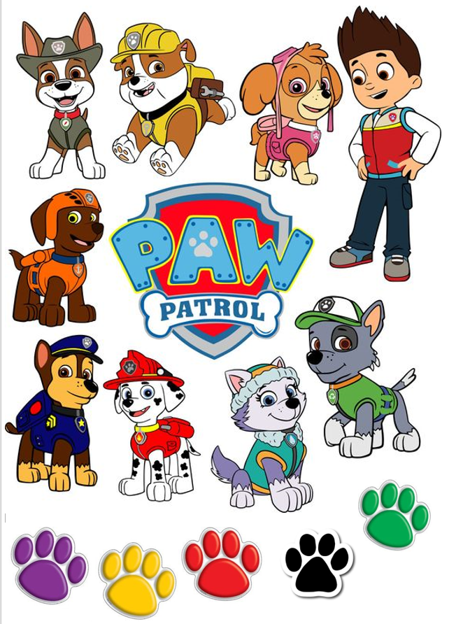 Вафельная картинка Щенячий патруль | Съедобные картинки Собачий патруль | Вафельные картинки Формат А4, Разные цвета
