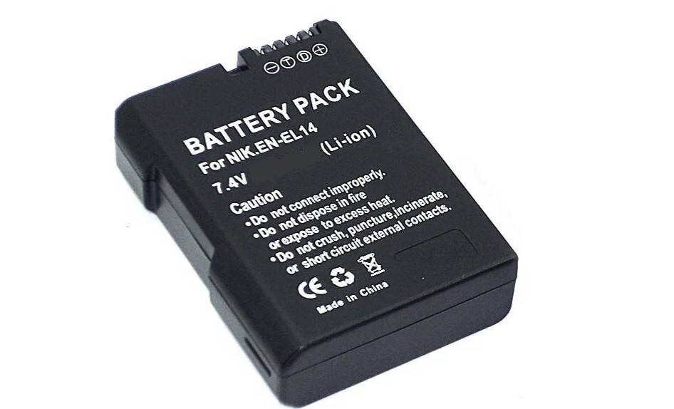 Батарея аккумулятор Nikon EN-EL14 D3100, D3200, D5100, D5200 D3300, D5300, D5500 1150mAh
Батарея аккумулятор Nikon EN-EL14 D3100, D3200, D5100, D5200 D3300, D5300, D5500 1150mAh