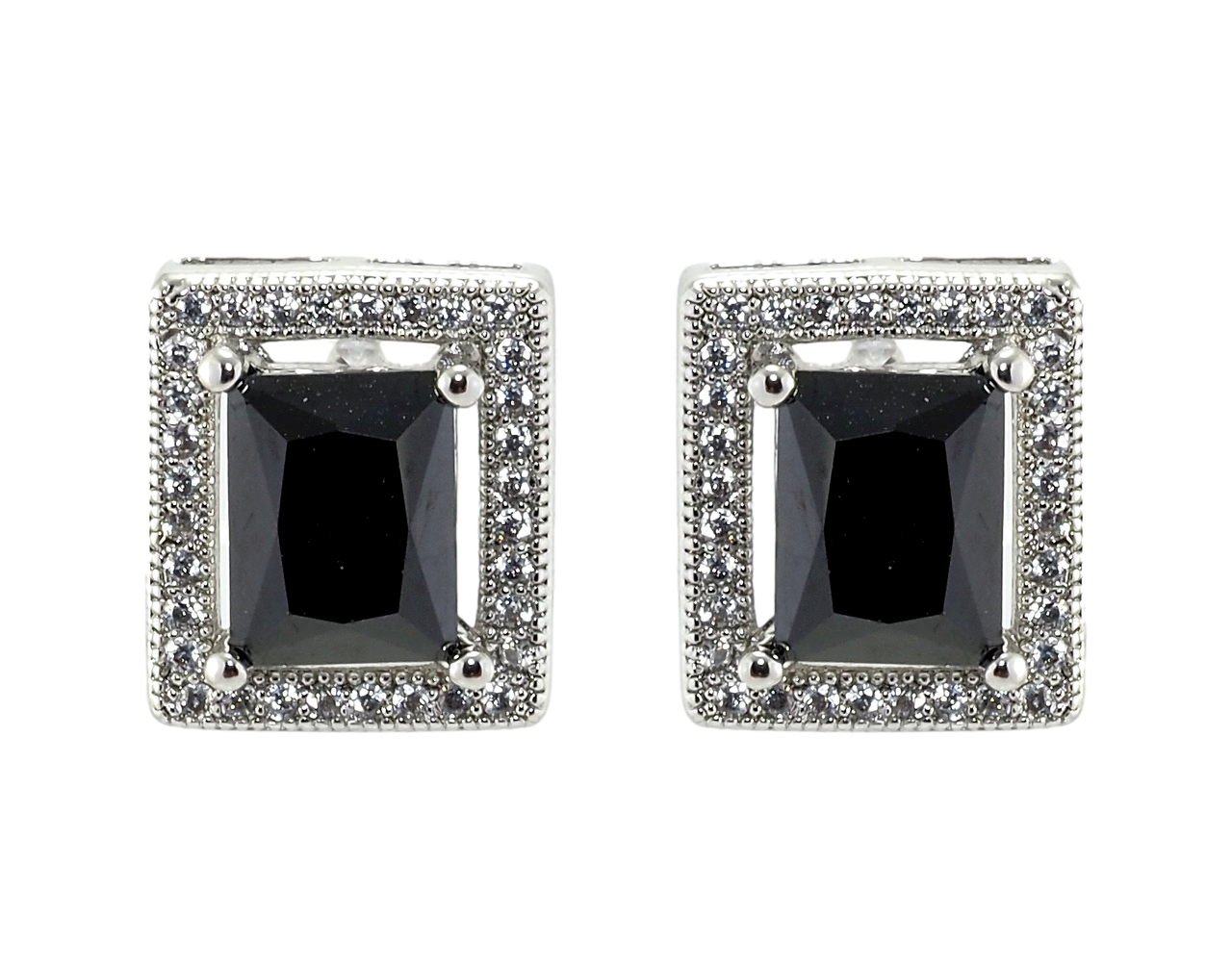 Серьги Xuping Родий гвоздики (пусеты) "Черные кристаллы в рамке с цирконием" 11х13мм 
Серьги Xuping Родий гвоздики (пусеты) "Черные кристаллы в рамке с цирконием" 11х13мм